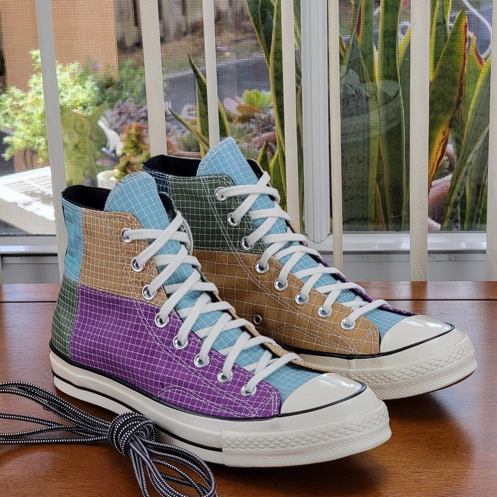 Converse Men's Chuck 70 Hi Quad Ripstop 166317C Dewberry/Iced Coffe Size 9.5